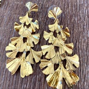 Gold Fan Statement Earrings